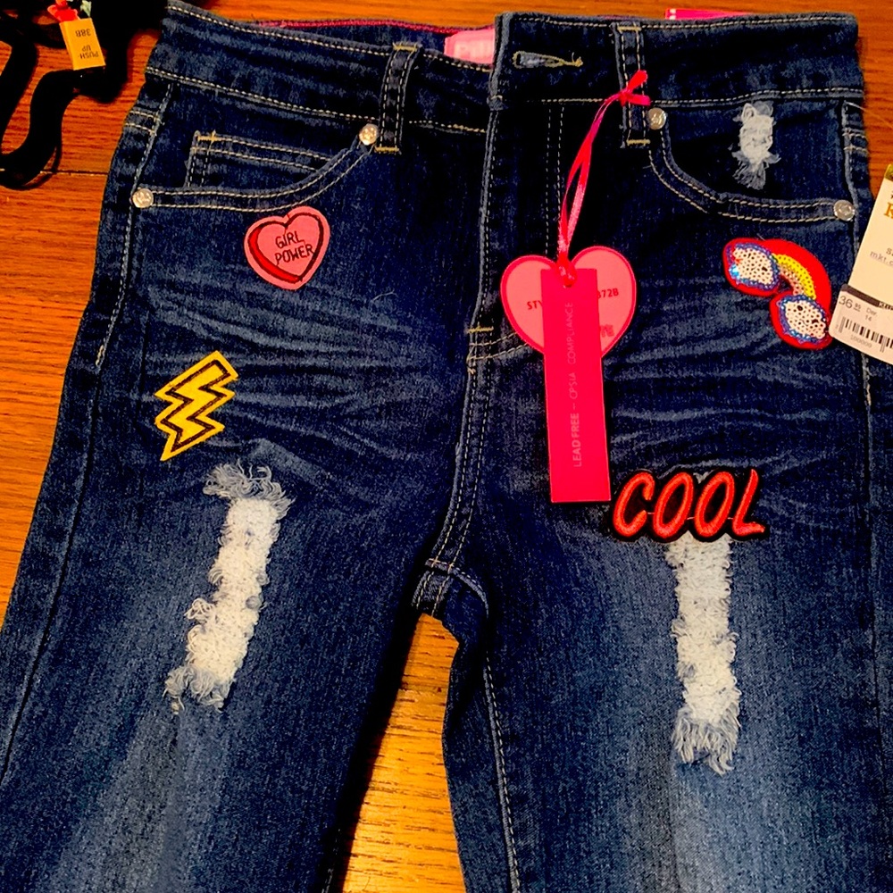New with tags, pink latte girls, jeans, size 14